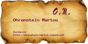 Ohrenstein Martos névjegykártya